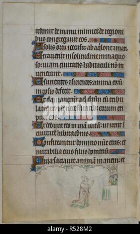 Bas-de-page scène montrant le dévouement de bon, l'évêque de Clermont. Psautier ('Le psautier de la Reine Mary"). Angleterre (Londres/Westminster ou East Anglia ?) ; entre 1310 et 1320. Source : Royal 2 B. VII, f.226v. Langue : Français de l'Amérique latine, avec les légendes des images. Banque D'Images