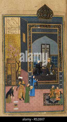 Bahram Gur avec la Princesse indienne dans le pavillon noir. Khamsa de Nizami. 1442-1540, aquarelle opaque.. Source : ajouter. 25900, f.173. Auteur : NIZAMI. ANON. Banque D'Images