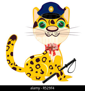 Cartoon animal police leopard Banque D'Images