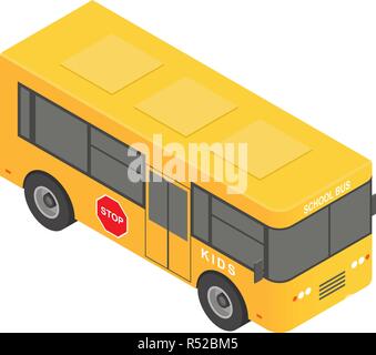 Kids school bus icon. Des autobus scolaires enfants isométrique icône vecteur pour la conception web isolé sur fond blanc Illustration de Vecteur