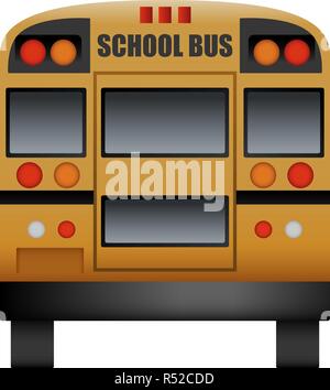 Retour de bus école immersive. Illustration réaliste de l'arrière du bus scolaire pour le web design maquette vecteur isolé sur fond blanc Illustration de Vecteur