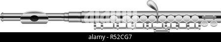 Instrument de musique flûte métallique immersive. Illustration réaliste de l'instrument de musique flûte métallique maquette vecteur pour la conception web isolé sur fond blanc Illustration de Vecteur