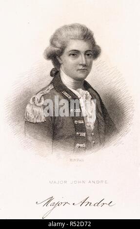 Le Major John AndrÃ©. Andreana. Contenant le procès, l'exécution et vari. H. W. Smith : Philadelphie, 1865. Le Major John AndrÃ© ( 1751 - 1780). Soldat anglais. Portrait. Essayé d'espionne par les Américains et pendu, pendant la guerre d'indépendance. Image réalisée à partir d'andreana. Contenant le procès, l'exécution et de divers sujet concerné avec l'histoire du Major John Andre. Publié à l'origine/produit dans H. W. Smith : Philadelphie, 1865. . Source : 10880.dd.4,. Auteur : AndrÃ©, le Major John. Hall, H. B. Banque D'Images