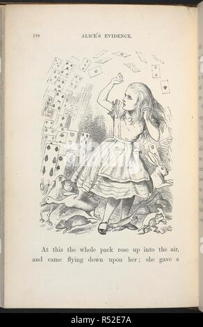 Un jeu de cartes battant jusqu'à Alice. Alice's Adventures in Wonderland. Avec quarante-deux illustrations de John Tenniel. London : Macmillan & Co., 1866 [1865]. Source : C.59.g.11 page 188. Banque D'Images