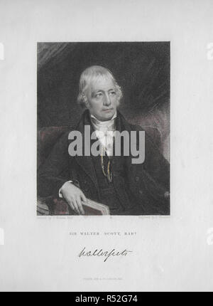 Gravure du xixe siècle portrait de Sir Walter Scott 1771-1832 romancier, poète, dramaturge et historien Banque D'Images