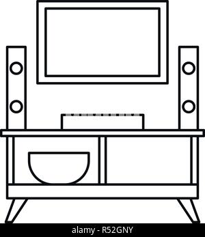 Accueil plat icône Système. Contours illustration de système tv accueil icône vecteur pour la conception web isolé sur fond blanc Illustration de Vecteur
