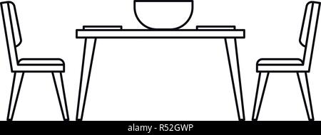 Table et chaise de cuisine icône. Contours illustration de table et chaise de cuisine icône vecteur pour la conception web isolé sur fond blanc Illustration de Vecteur