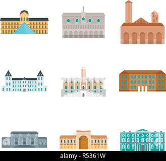 Journée des musées architecture Italie palace icons set. Télévision illustration de 9 jour Musée architecture Italie palace vector icons for web Illustration de Vecteur