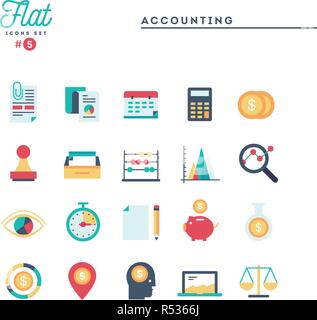 Formalités administratives, comptables, statistiques et plus, fine ligne icons set Illustration de Vecteur