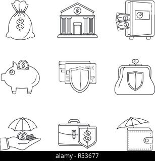 Argent-icon set. Contours ensemble d'argent-vector icons pour la conception web isolé sur fond blanc Illustration de Vecteur