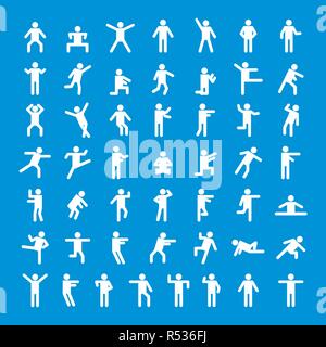 Homme gens stick icon set. Illustration simple de 50 personnes homme stick vector icons for web Illustration de Vecteur