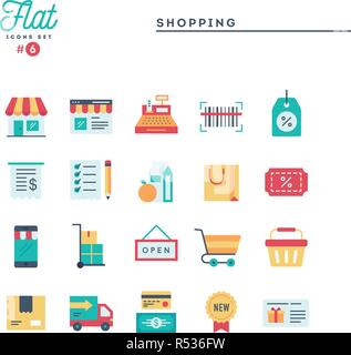 Shopping, e-commerce, de la prestation et de plus, fine ligne icons set Illustration de Vecteur