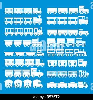 Enfants jouet Train icons set. Illustration simple de 16 enfants toy train vector icons for web Illustration de Vecteur