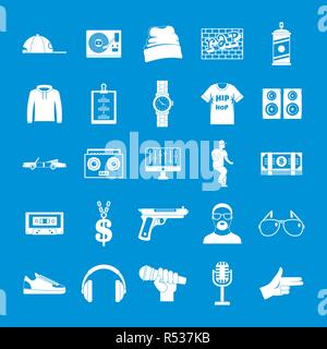 Swag rap hiphop musique danse icons set. Illustration simple de 16 rap hiphop swag musique danse vector icons for web Illustration de Vecteur