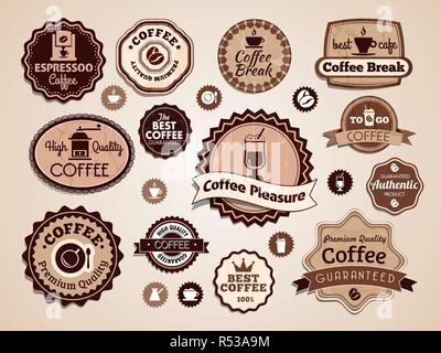 Set de badges vintage coffee shop Illustration de Vecteur