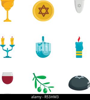 Le judaïsme icon set. Ensemble de 9 plats le judaïsme vector icons pour web design Illustration de Vecteur