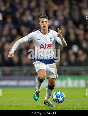 Londres, Royaume-Uni. 28 novembre, 2018. Erik Lamela d'éperons au cours de l'UEFA Champions League match entre Tottenham Hotspur et Internazionale au stade de Wembley, Londres, Angleterre le 28 novembre 2018. Photo par Andy Rowland. Crédit : Andrew Rowland/Alamy Live News Banque D'Images