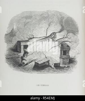 Le cierge. Fables ... illustrÃ©es par J. J. Grandville. Nouvel. Paris, 1839. Le cône. Un arbre avec un visage humain, en feu. Bois-gravure après Grandville. Image prise à partir de Fables illustrÃ©es par J. J. Grandville. Nouvelle Ã©dition. (Notice sur La Fontaine.). Publié à l'origine/produit à Paris, 1839. . Source : 12304.g.14, illustration de fable 12. Langue : Français. Banque D'Images