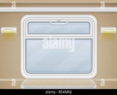Fenêtre et table dans le compartiment de train vector illustration Banque D'Images