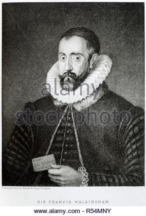 Portrait de Sir Francis Walsingham, 1532 - 1590, était secrétaire principal de la Reine Elizabeth I d'Angleterre à partir du 20 décembre 1573 jusqu'à sa mort et est populairement connu comme son 'spymaster', illustration de c1900 Banque D'Images