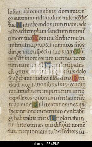 La page de texte ; Psaume 5. Mirandola Heures. Italie, vers 1490-1499. [Ensemble] folio page Texte de l'Office des morts ; Psaume 5. Image prise à partir de la Mirandola Heures. Publié à l'origine/produit en Italie, vers 1490-1499. Source : ajouter. 50002, f.92. Langue : le latin. Banque D'Images