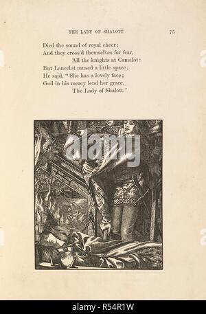 "La dame de Shalott.'. Des poèmes. (Avec des illustrations de Thomas Creswick, John Everett Millais, William Holman Hunt, William Mulready, John Callcott Horsley, Dante Gabriel Rossetti, Clarkson Stanfield, et Daniel Maclise.). Londres : E. Moxon, 1857. Source : 11647.e.59 page 57. Auteur : Tennyson, Alfred, 1er baron Tennyson. Banque D'Images