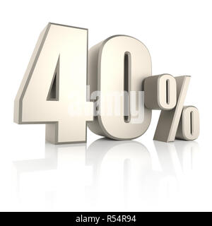 40 pour cent isolé sur fond blanc. 3D render Banque D'Images