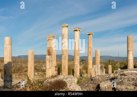L'ancien site de la magnésie sur le méandre, situé à 19 km d'Éphèse et à 24 km de Milet, se trouve sur une route principale qui traverse le site. La magnésie Banque D'Images