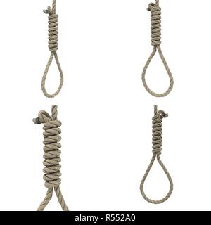 Boucle de corde sur le cou sur un fond blanc. 3d illustration Banque D'Images