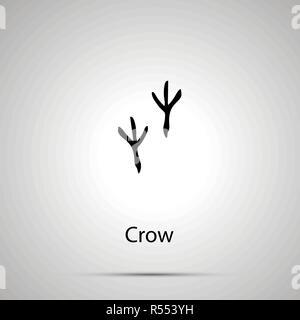 Pattes-de-Corbeau, étapes simples empreintes, silhouette noire sur gris Illustration de Vecteur