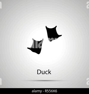 Pattes de canard, des mesures simples empreintes, silhouette noire sur gris Illustration de Vecteur