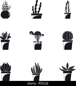 Accueil cactus icon set. Simple jeu de 9 cactus accueil vector icons pour le web design sur fond blanc Illustration de Vecteur