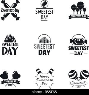 Logo de la journée la plus douce de bonbons. Simple Ensemble de 9 candy sweetest day logo vector pour le web design sur fond blanc Illustration de Vecteur