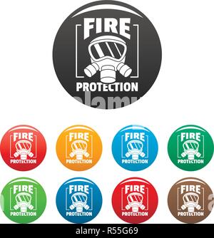 Protection incendie icons set 9 vecteur de couleur isolé sur blanc pour toute conception Illustration de Vecteur