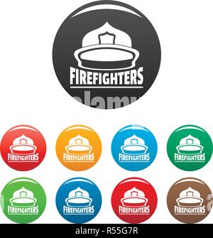 Casque pompiers icons set 9 vecteur de couleur isolé sur blanc pour toute conception Illustration de Vecteur