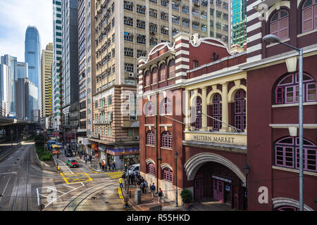 Marché de l'Ouest est l'un des plus vieux bâtiments à Hong Kong, construit au 19ème siècle. Hong Kong, Sheung Wan, Janvier 2018 Banque D'Images