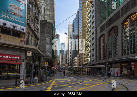 Paysage urbain de Sheung Wan district. Hong Kong, Janvier 2018 Banque D'Images