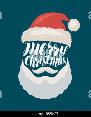 Joyeux Noël, une bannière ou une carte de vœux. Le Père Noël. Vector illustration lettrage Illustration de Vecteur