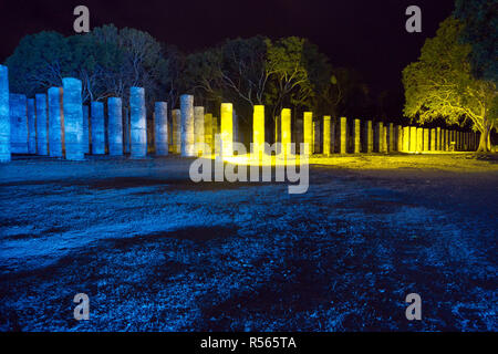 Les ruines mayas de nuit Banque D'Images