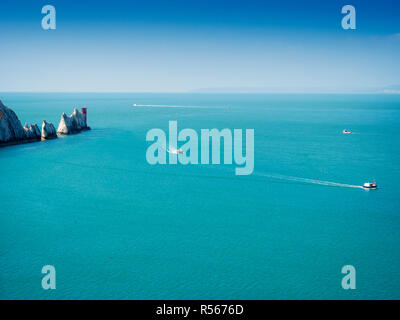 Les aiguilles rock formation sur l'île de Wight Angleterre UK Banque D'Images