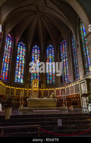 La Ville de Luxembourg, Luxembourg. Vitraux de la cathédrale de Notre Dame. Banque D'Images