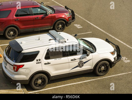 SEATTLE, WA, USA, - Juin 2018 : Patrouille de l'état de l'unité K9 auto-patrouille garé près du bord de mer dans le centre-ville de Seattle. Banque D'Images