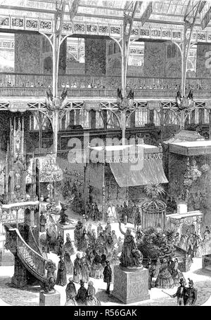 L'occasion de l'exposition internationale 1855, Paris, France, palais de l'industrie, une partie du transept, woodcut, France Banque D'Images