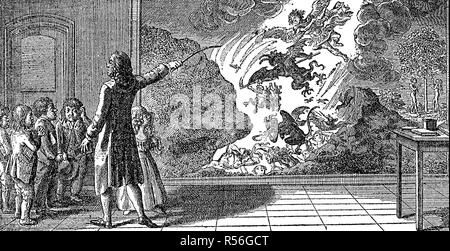 Leçon d'enseignement 1799, un enseignant montre aux enfants une peinture représentant le rythme infernal, woodcut, Allemagne Banque D'Images