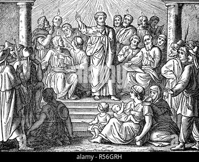 Spiritus sanctus, la Pentecôte, la descente de l'Esprit Saint sur les apôtres et les autres disciples de Jésus Christ pendant qu'ils Banque D'Images