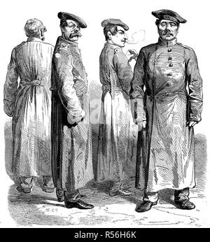 Les prisonniers russes à Bourges, France, 1855, gravure sur bois, France Banque D'Images