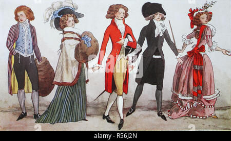 La mode, vêtements en France, le costume photos de l'hiver 1788-1789, illustration, France Banque D'Images