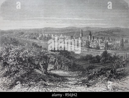 Vue de la forteresse Weissenburg en Alsace, guerre de 1870 ou la guerre franco-allemande, woodcut, France 1870/1871 Banque D'Images