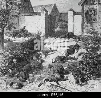 Les soldats morts en face de l'entrée d'Schafenburg Gailsberg, château sur la guerre franco-allemande ou la guerre franco-allemande Banque D'Images