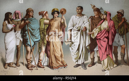 Les costumes de l'histoire ancienne, ici l'Egypte, Grèce, Allemagne Banque D'Images